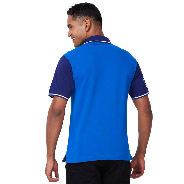 Men's Cut & Sew Polo T-Shirt with Crest Embroidery – Premium Cotton Casual Wear