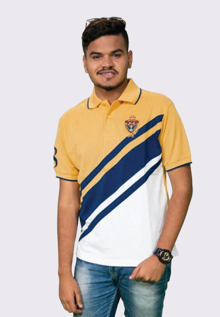 Crest Embroidered Polo – Cotton-Polyester Blend T-Shirts