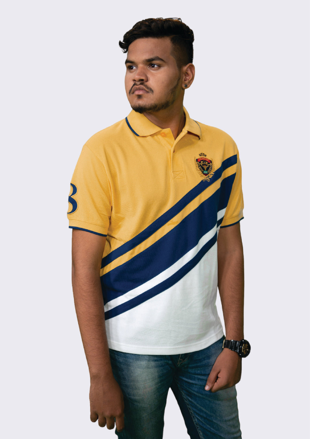 Crest Embroidered Polo – Cotton-Polyester Blend T-Shirts