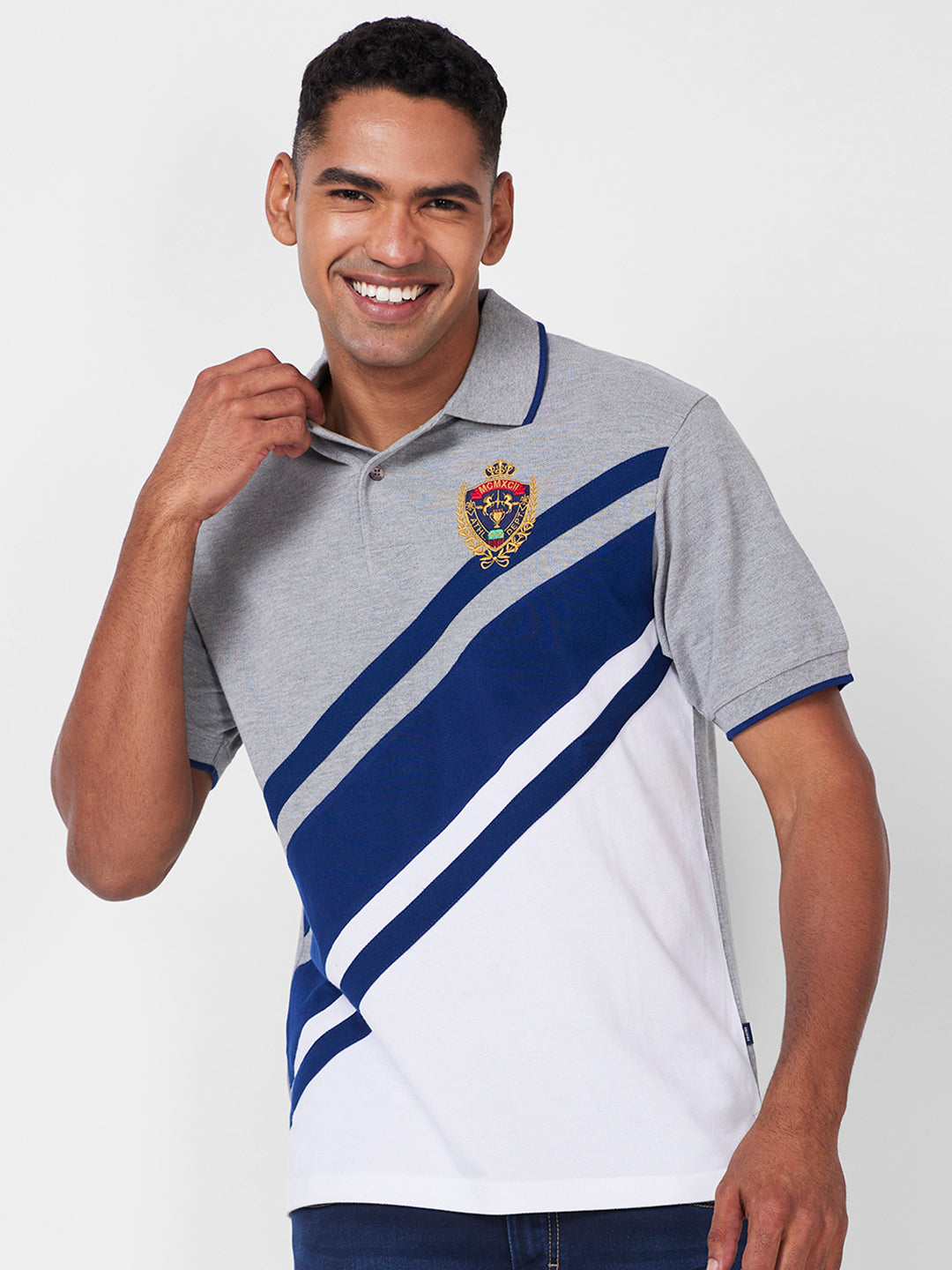 Crest Embroidered Polo – Cotton-Polyester Blend T-Shirts