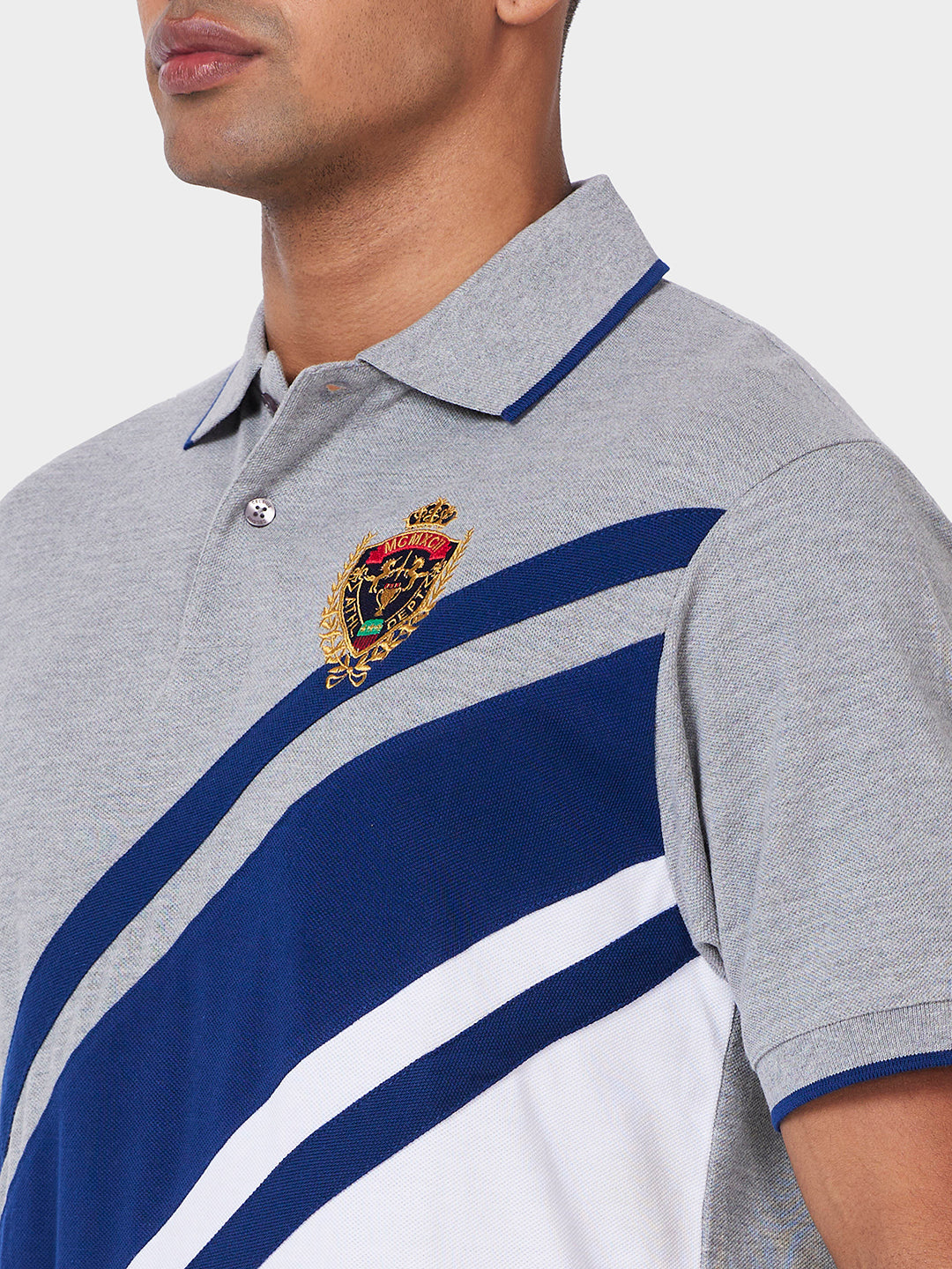 Crest Embroidered Polo – Cotton-Polyester Blend T-Shirts