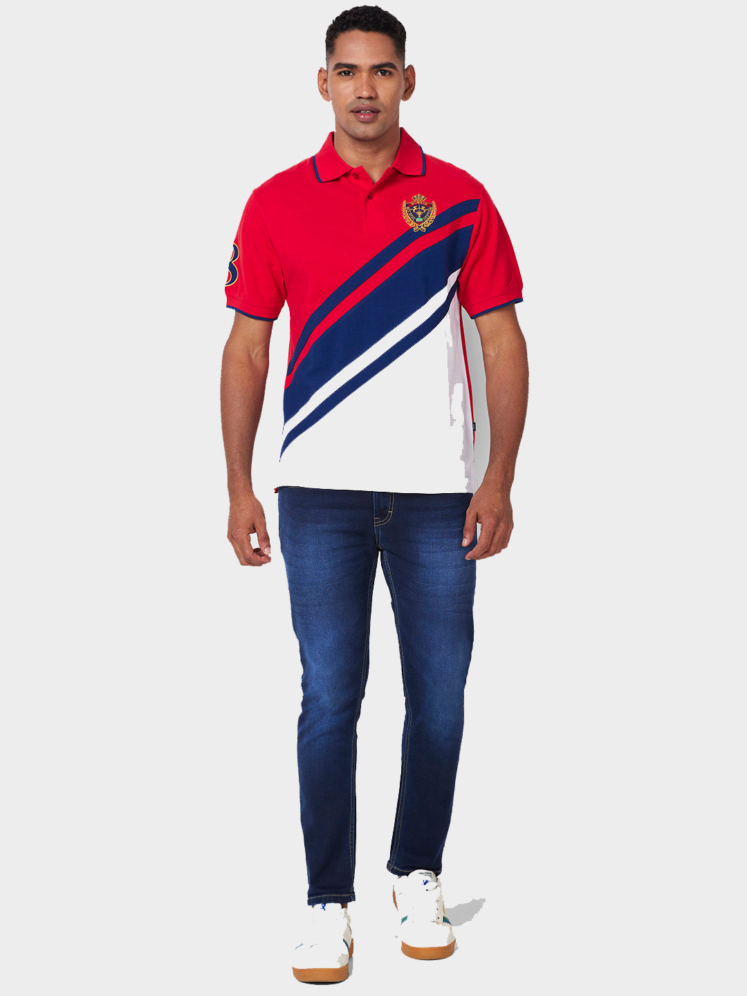 Crest Embroidered Polo – Cotton-Polyester Blend T-Shirts