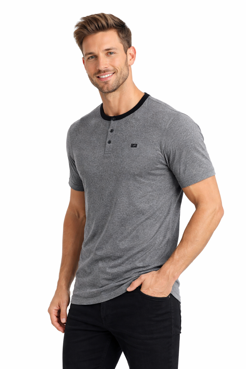 Men’s Solid Henley Neck T-Shirt