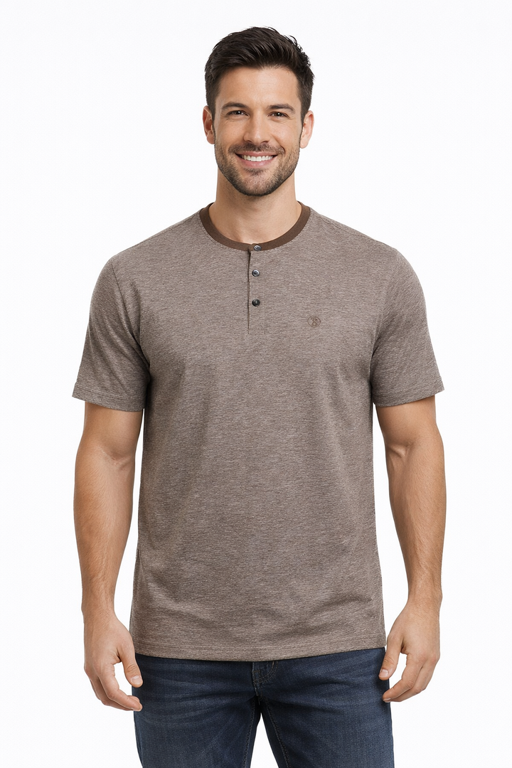 Men’s Solid Henley Neck T-Shirt