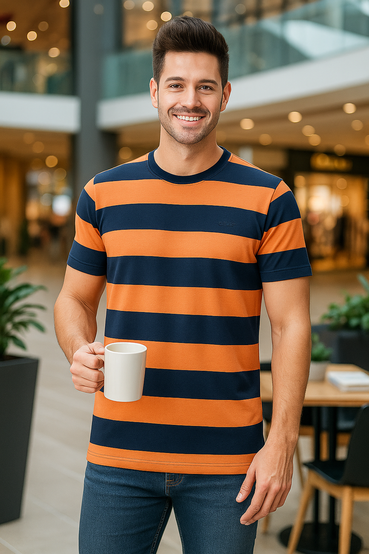 Men’s Striped Round Neck T-Shirt