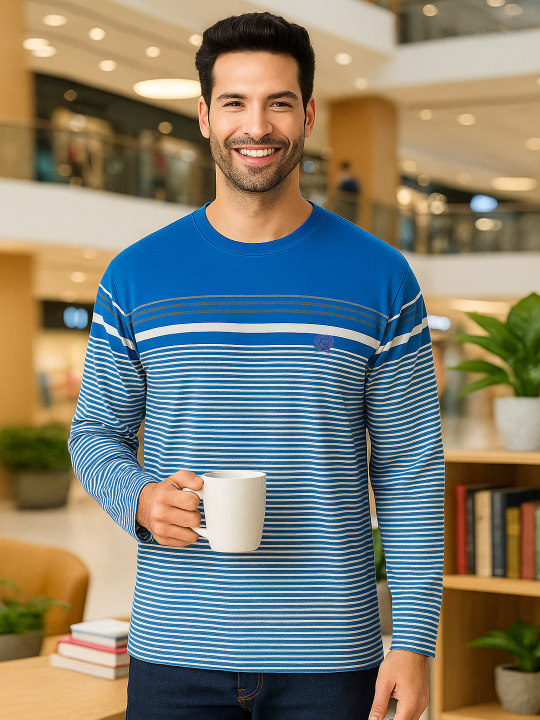 Men’s Full Sleeve Striped Round Neck T-Shirt