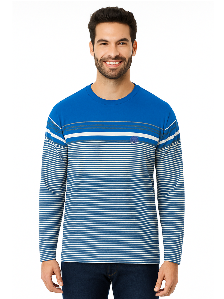 Men’s Full Sleeve Striped Round Neck T-Shirt