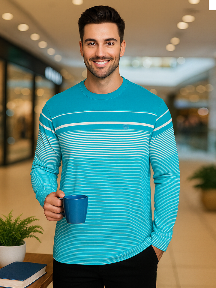 Men’s Full Sleeve Striped Round Neck T-Shirt