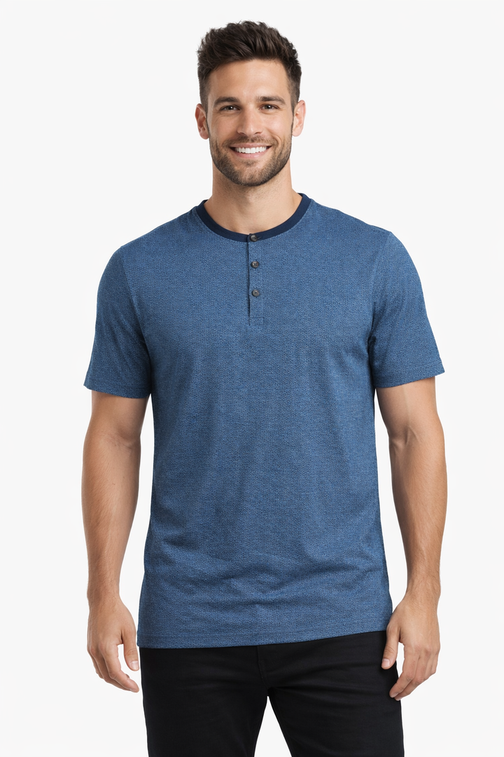 Men’s Textured Henley Neck T-Shirt