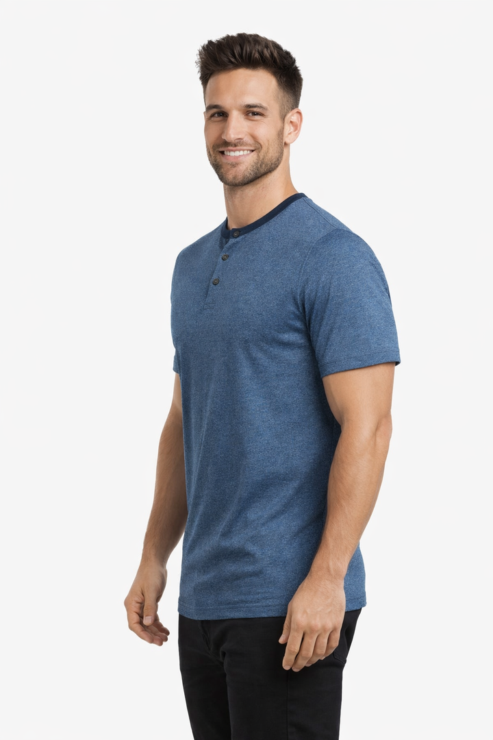 Men’s Textured Henley Neck T-Shirt