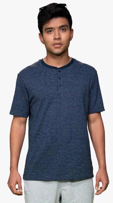 Men’s Jacquard Henley Neck T-Shirt | Textured  Casual Wear