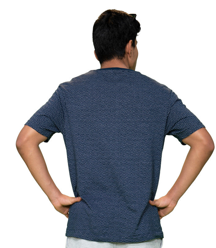 Men’s Jacquard Henley Neck T-Shirt | Textured  Casual Wear