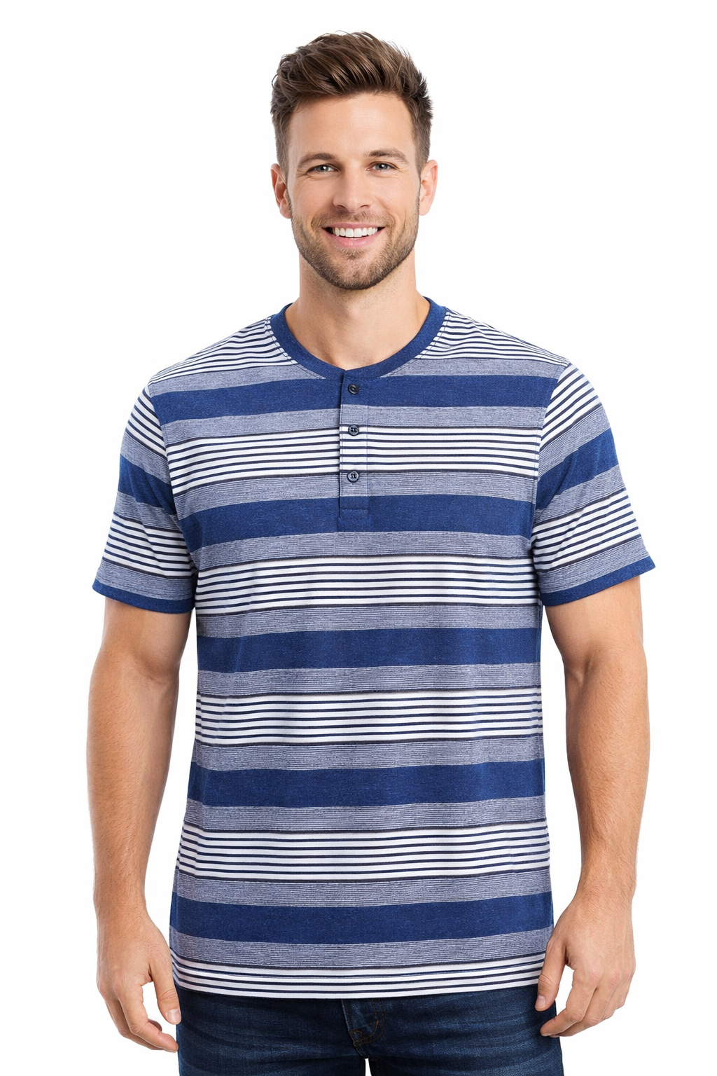 Men’s Striped Henley Neck T-Shirt