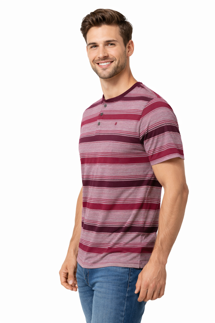 Men’s Striped Henley Neck T-Shirt