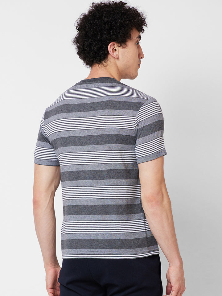 Men’s Striped Henley Neck T-Shirt