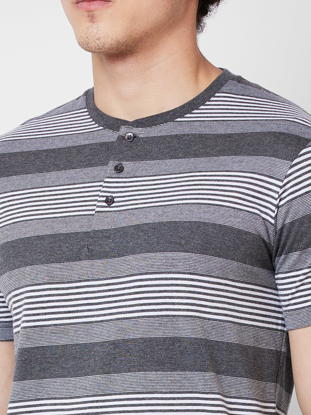 Men’s Striped Henley Neck T-Shirt