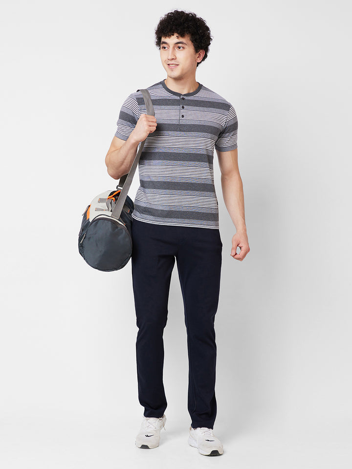 Men’s Striped Henley Neck T-Shirt