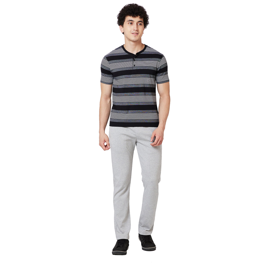 Men’s Striped Henley Neck T-Shirt