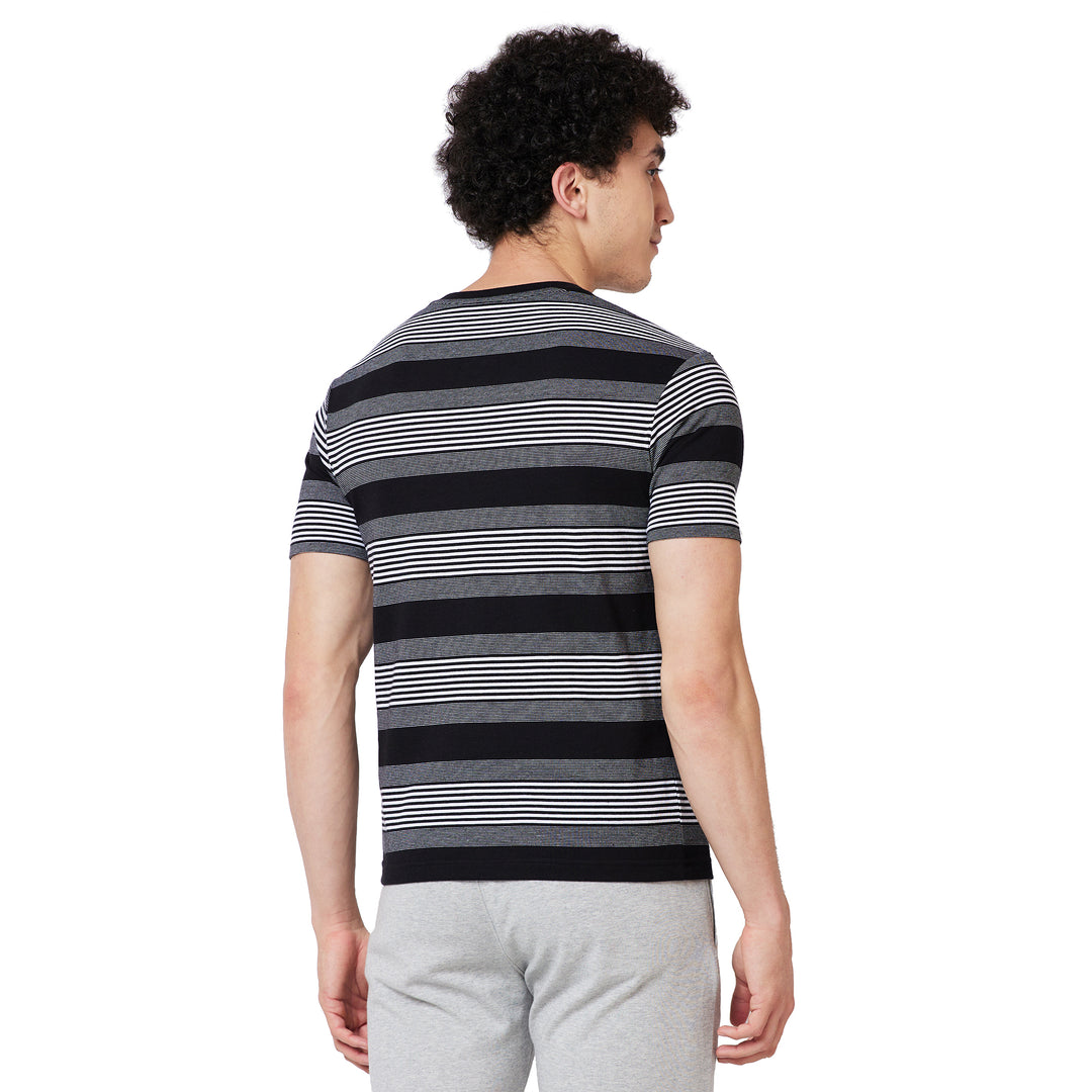Men’s Striped Henley Neck T-Shirt