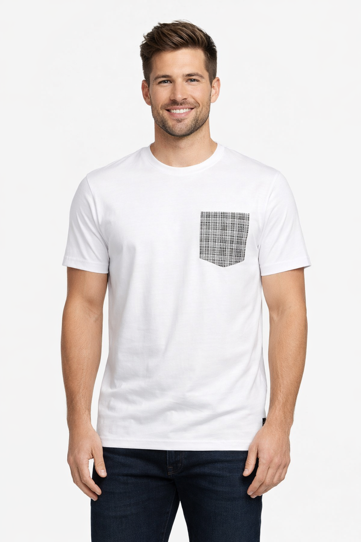 Men’s Round Neck T-Shirt with Contrast Printed