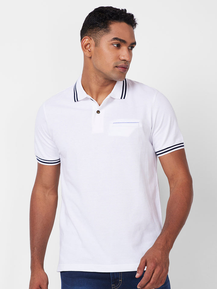 Men's Solid Polo T-Shirt with Contrast Tipping