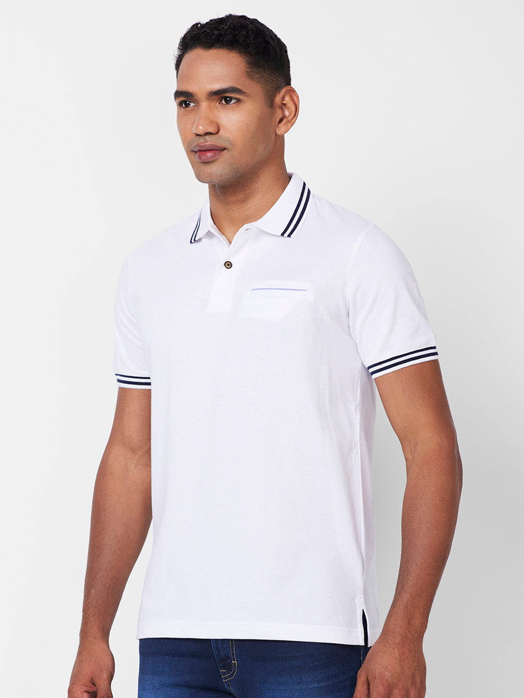 Men's Solid Polo T-Shirt with Contrast Tipping