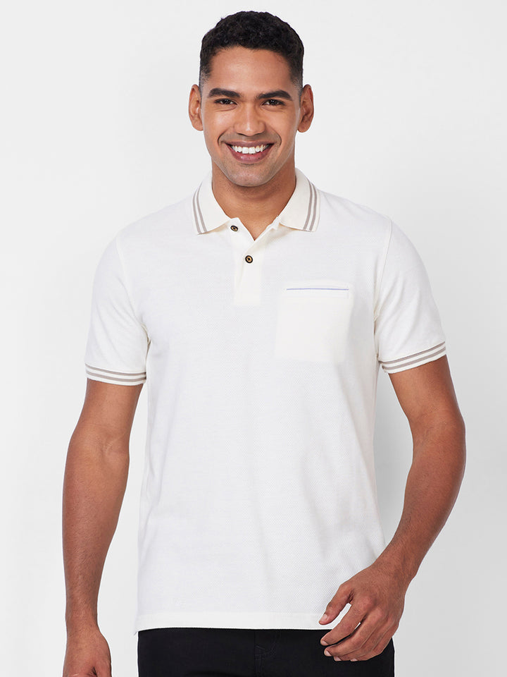 Men's Solid Polo T-Shirt with Contrast Tipping