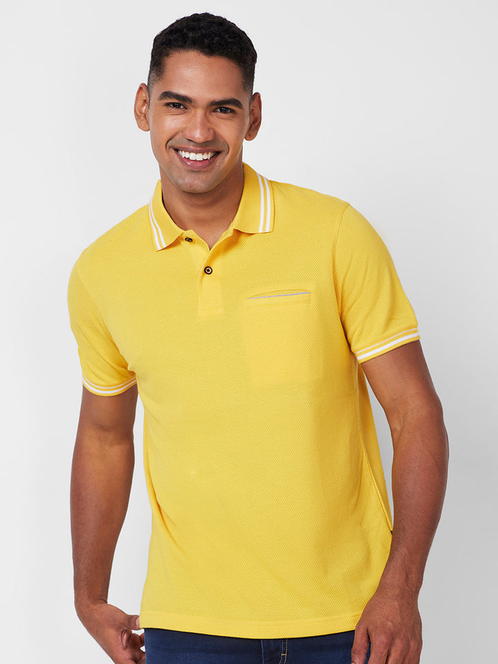 Men's Solid Polo T-Shirt with Contrast Tipping