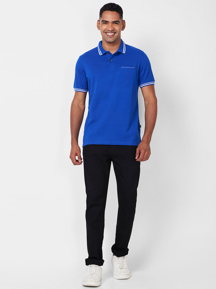Men's Solid Polo T-Shirt with Contrast Tipping