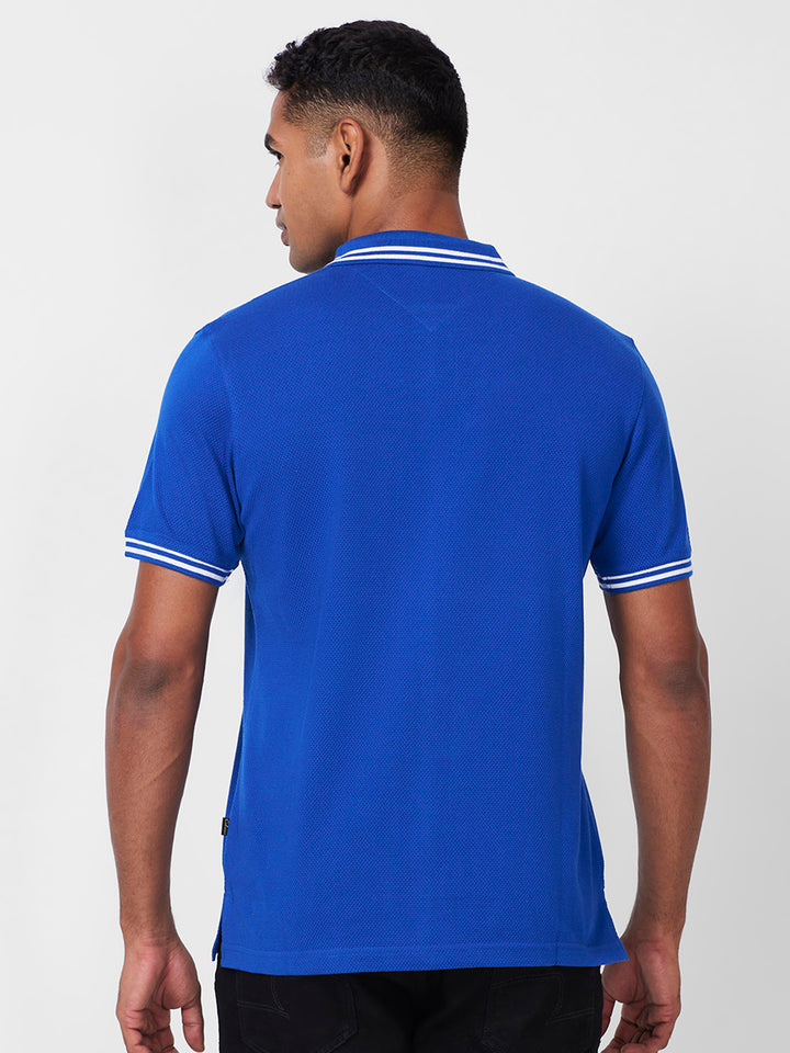 Men's Solid Polo T-Shirt with Contrast Tipping