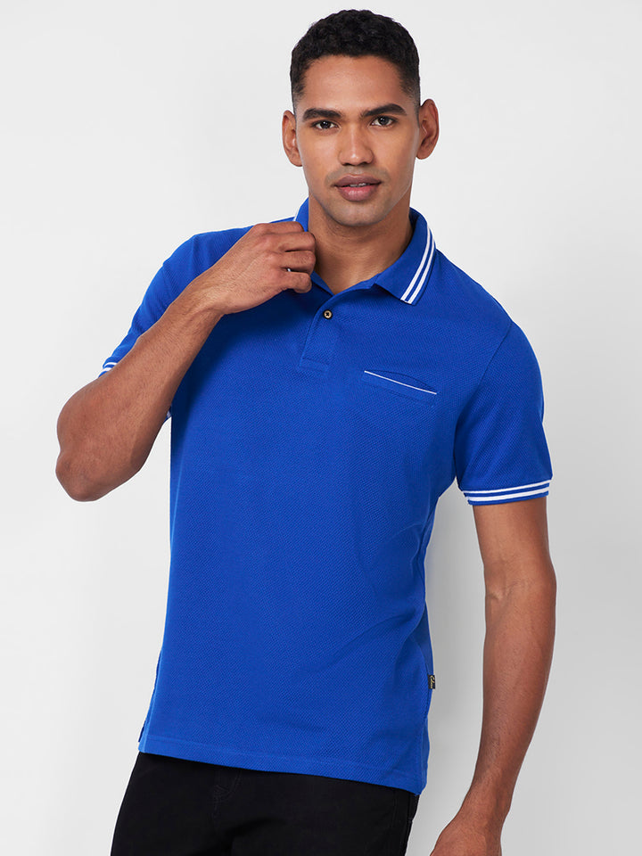 Men's Solid Polo T-Shirt with Contrast Tipping