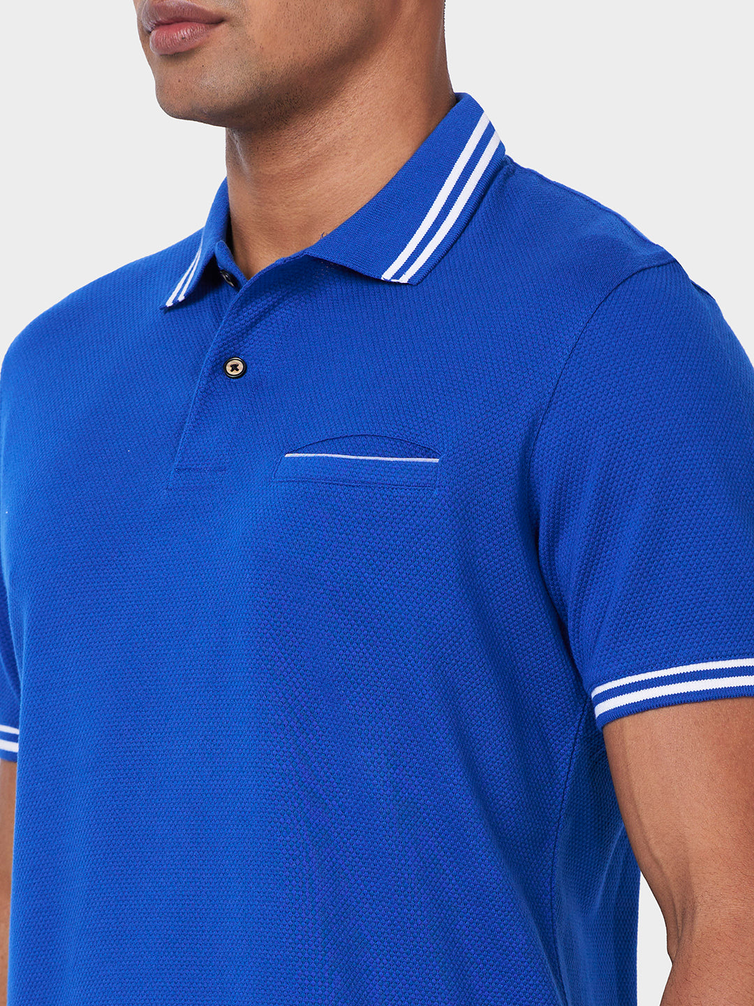 Men's Solid Polo T-Shirt with Contrast Tipping