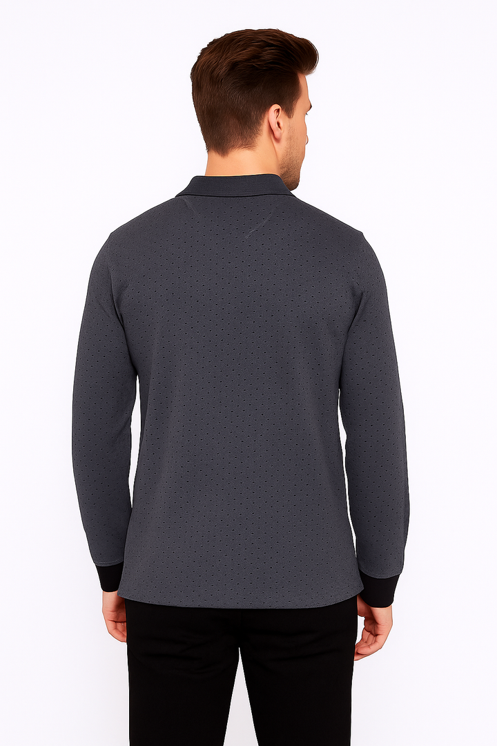 Men’s Textured Polo Neck T-Shirt