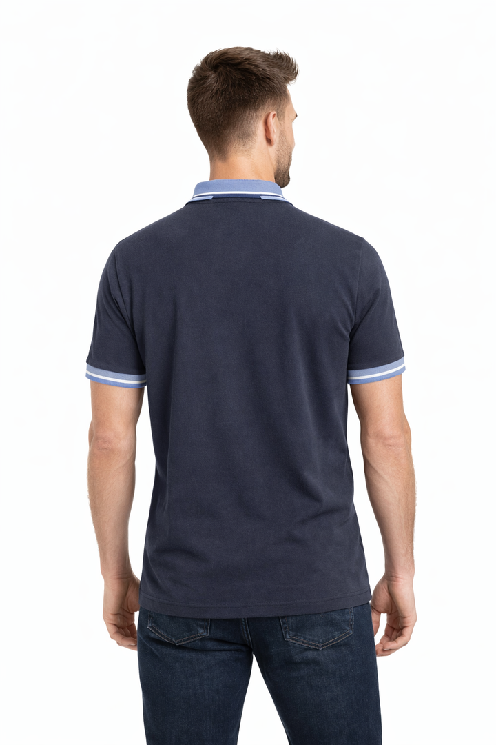 Men’s Solid Polo with Tipping Collar