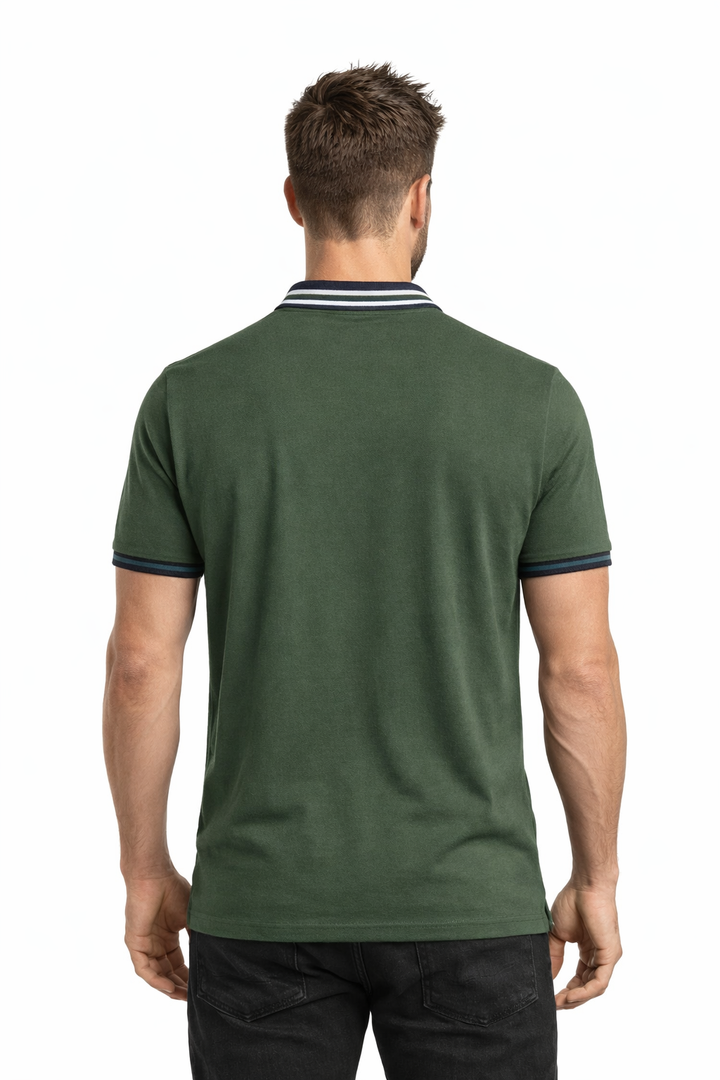 Men’s Solid Polo with Tipping Collar