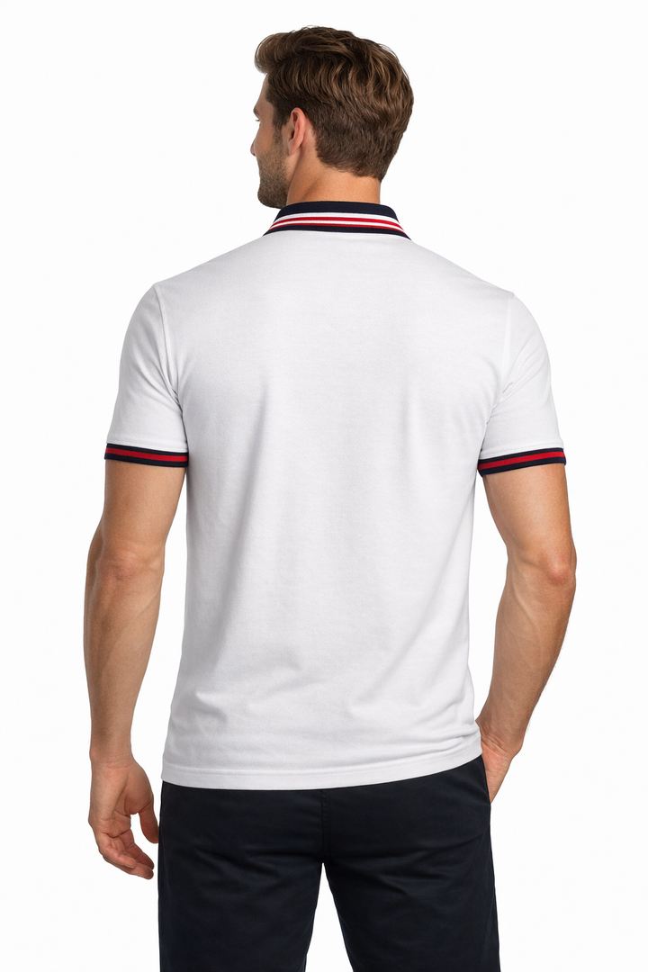 Men’s Solid Polo with Tipping Collar