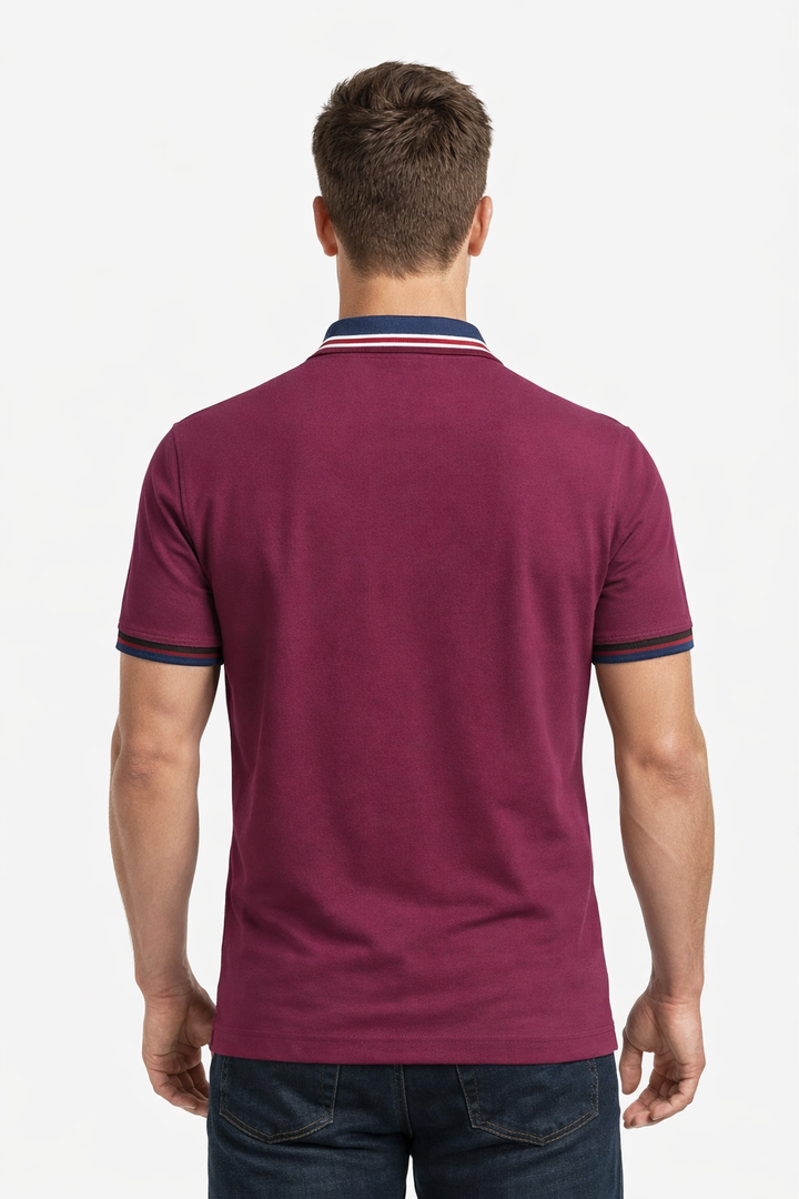Men’s Solid Polo with Tipping Collar