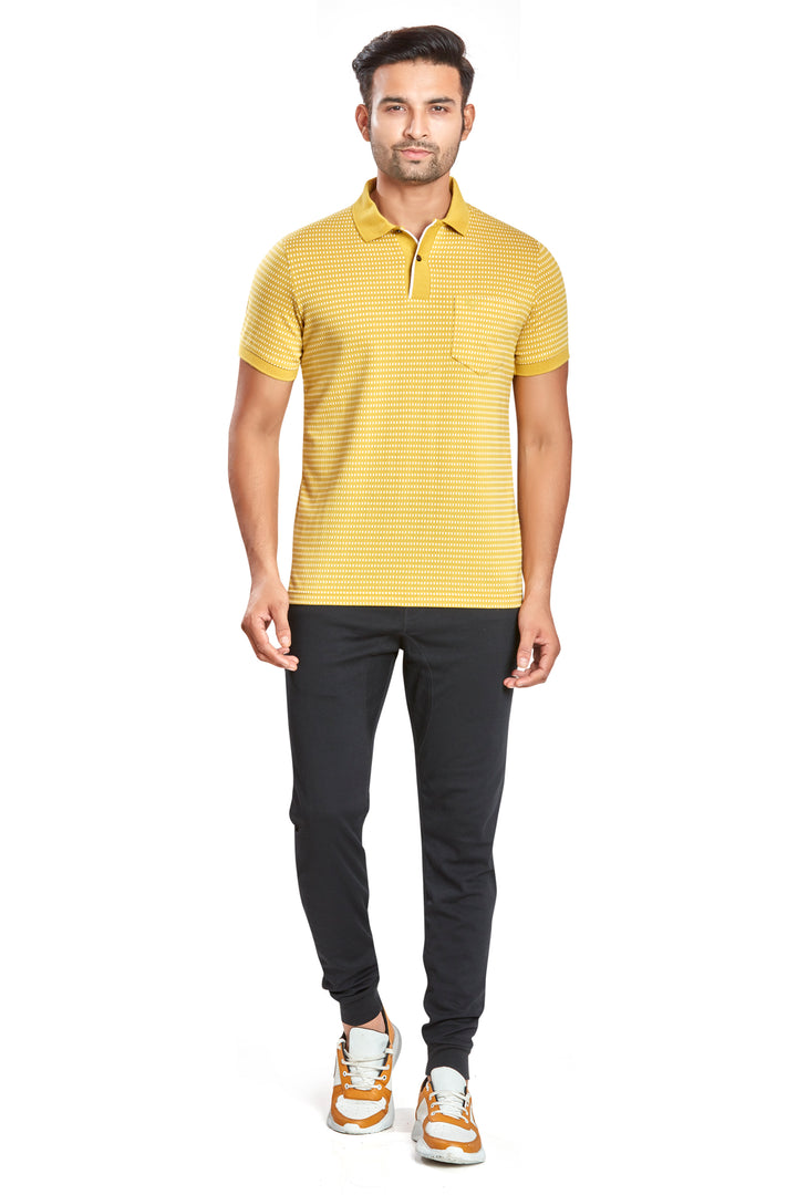 Men's Jacquard Polo T-Shirt with Pocket