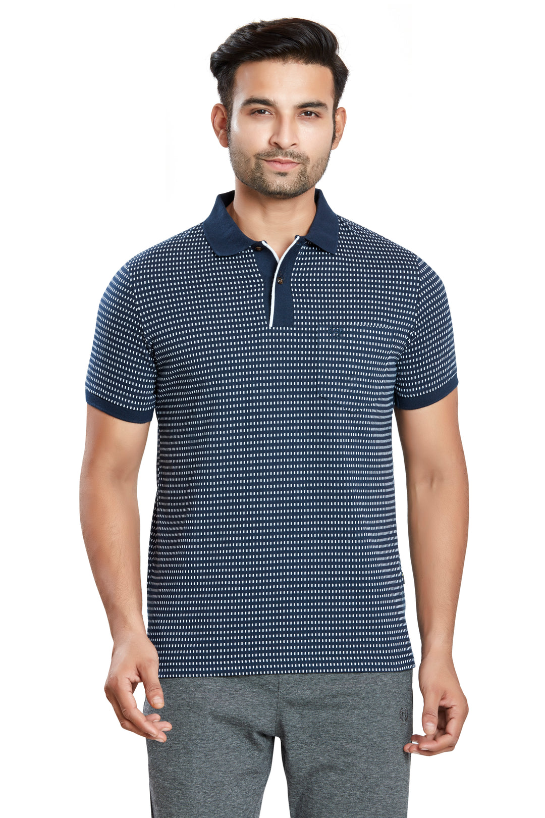 Men's Jacquard Polo T-Shirt with Pocket