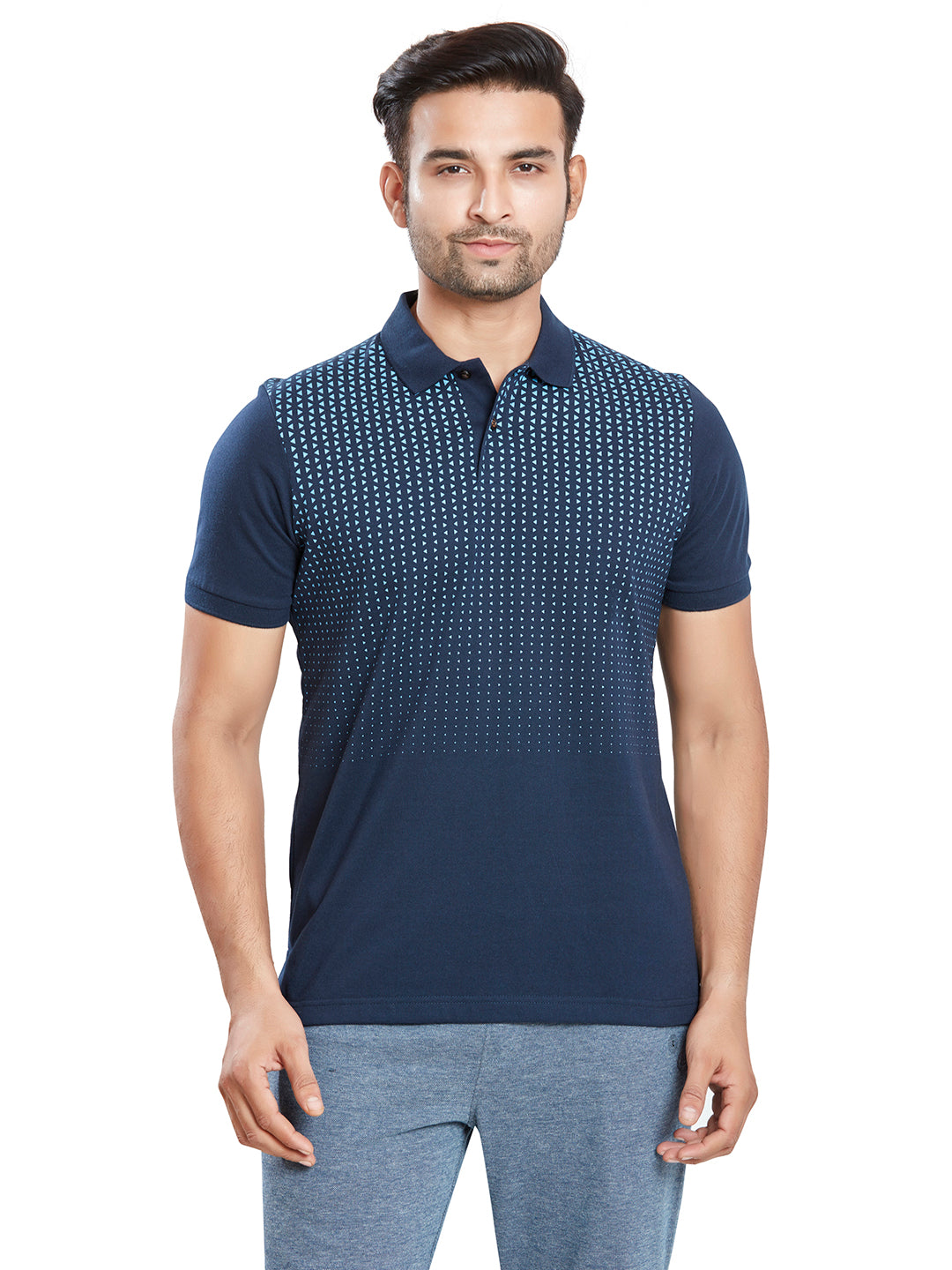 Jersey Triangle Print Polo T-Shirts