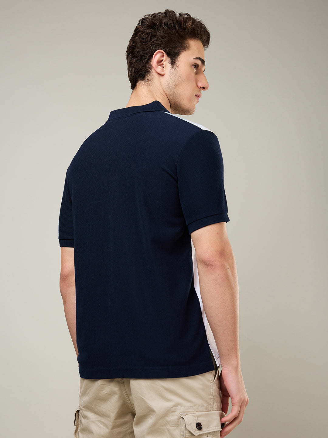 Men’s Vertical Stripe Piqué Polo Cotton Blend  T-Shirt