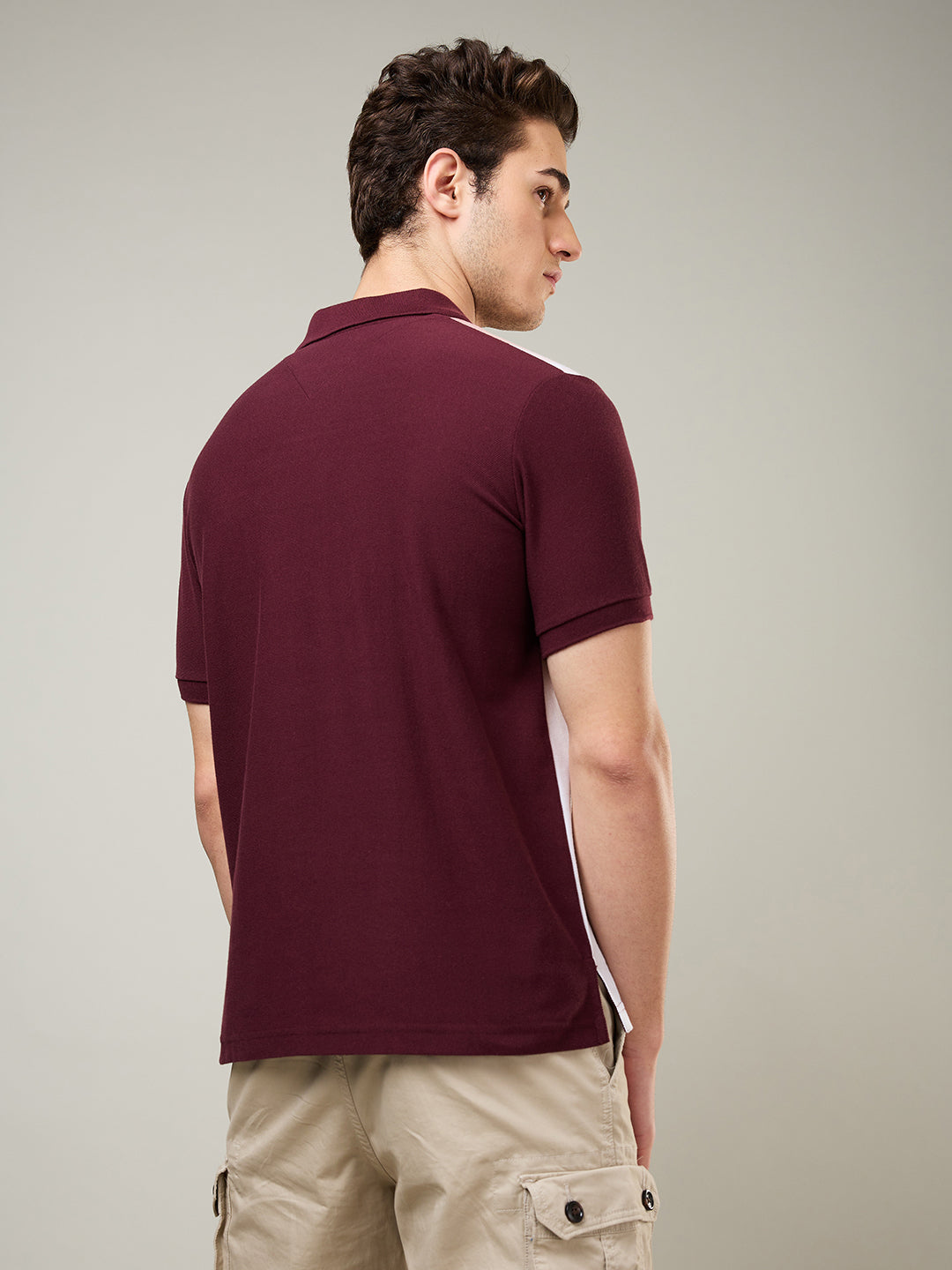 Men’s Vertical Stripe Piqué Polo Cotton Blend  T-Shirt