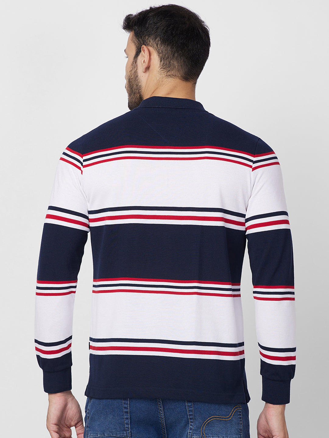 Classic Striped Piqué Polo - Long Sleeves Cotton Blend T-Shirts