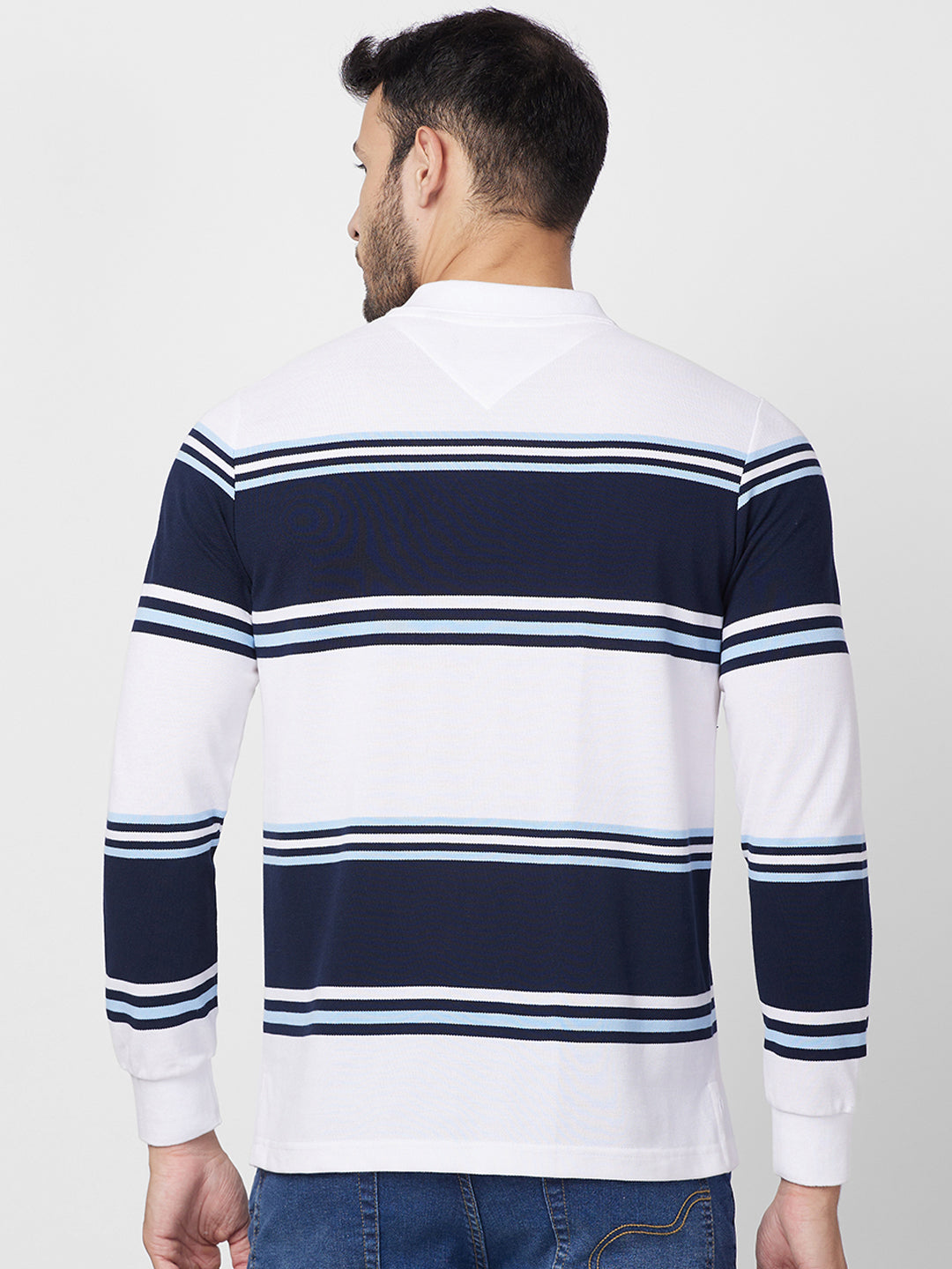 Classic Striped Piqué Polo - Long Sleeves Cotton Blend T-Shirts