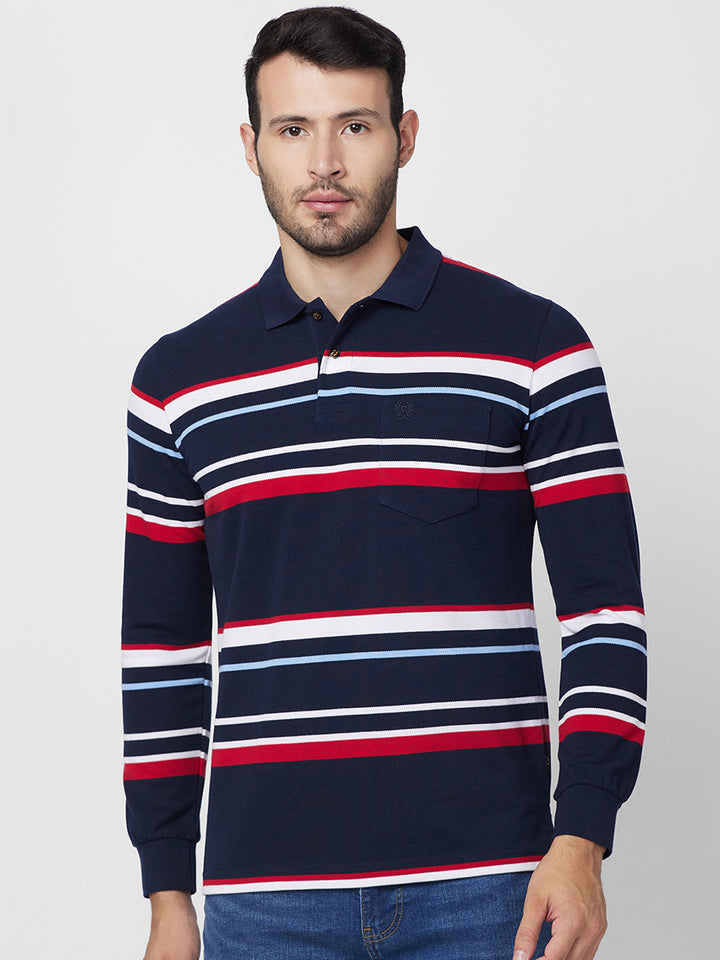 Modern Striped Polo Long sleeve Cotton Blend T-Shirts