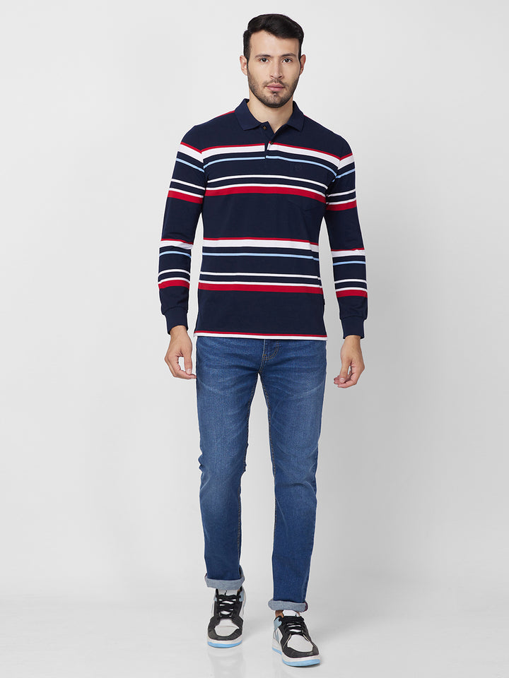 Modern Striped Polo Long sleeve Cotton Blend T-Shirts