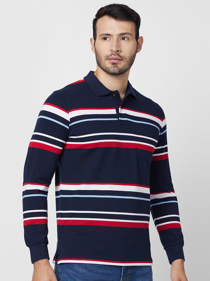 Modern Striped Polo Long sleeve Cotton Blend T-Shirts