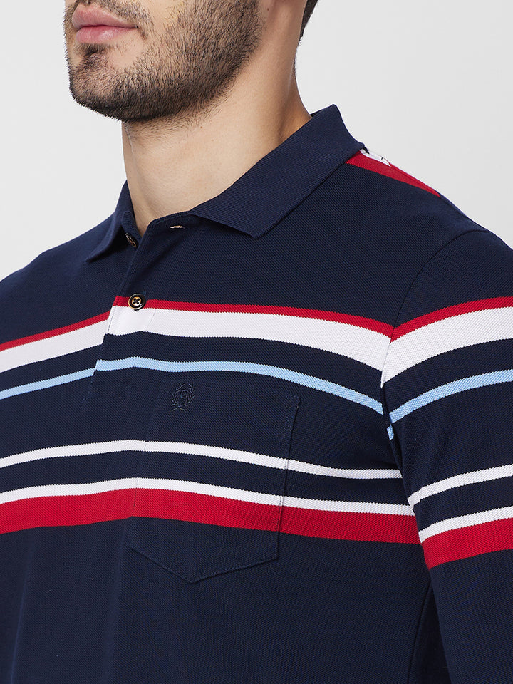 Modern Striped Polo Long sleeve Cotton Blend T-Shirts