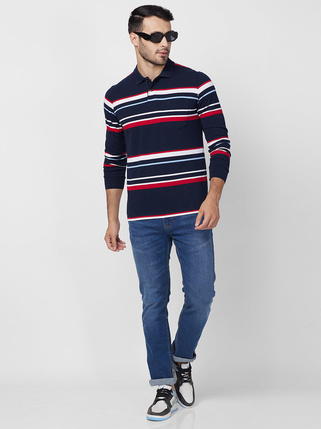 Modern Striped Polo Long sleeve Cotton Blend T-Shirts