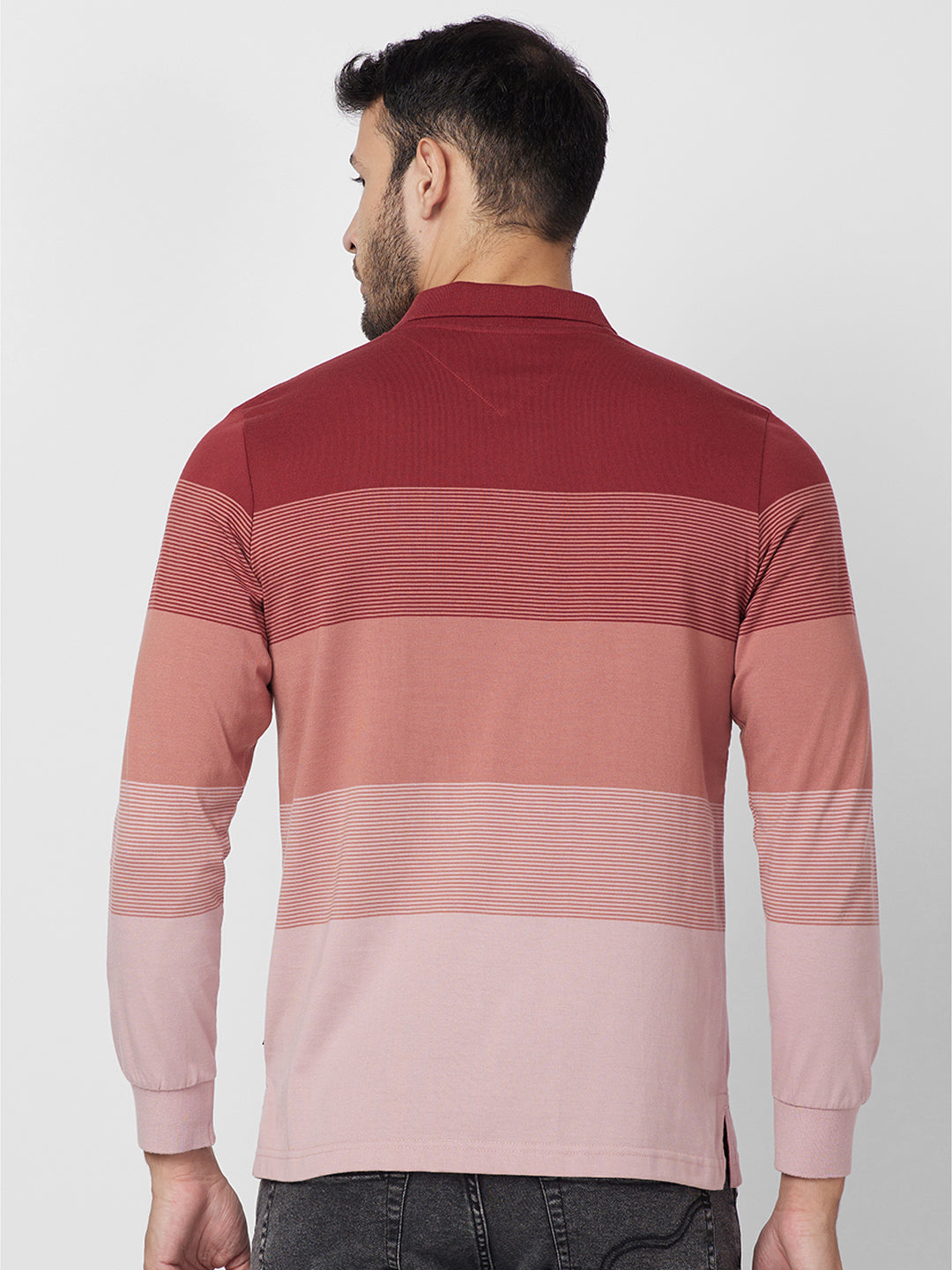 Gradient Long-Sleeve Jersey Polo Cotton Blend T-Shirts